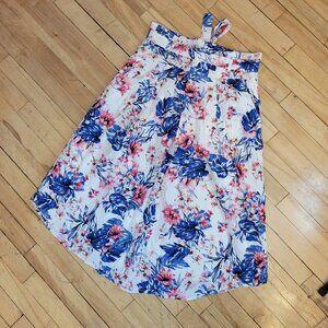 Blue Pink Tropical Floral Maxi Skirt size 10